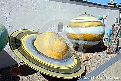 Model planets, Tavira. Editorial Stock Photo