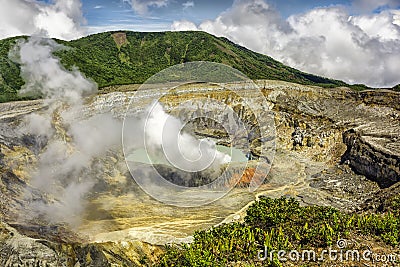 Poas Volcano Crater Stock Photo