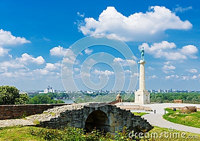Pobednik monument (1927) in the Belgrade Fortress Stock Photo