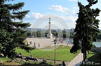 The Pobednik monument and fortress Kalemegdan in Belgrade Editorial Stock Photo