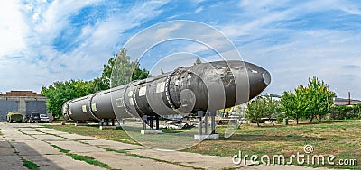 Satan Rocket in Soviet Strategic Nuclear Forces Museum, Ukraine Editorial Stock Photo