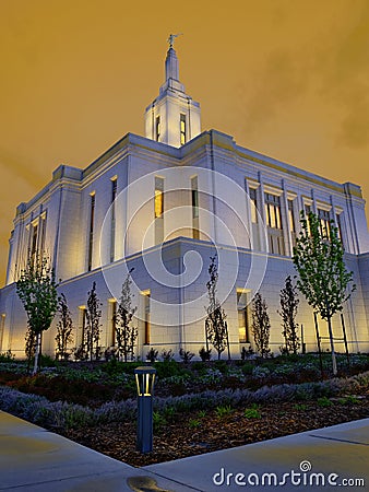 Pocatello Idaho Temple LDS Mormon Church of Jesus Christ Religion Sacred Morning Sunrise Stock Photo