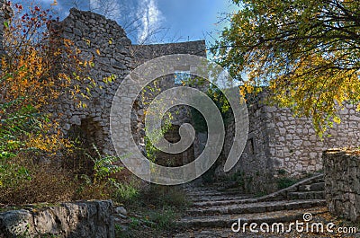 Pochitely in Bosnia and Herzegovina - old fortress Stock Photo