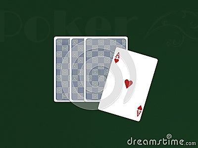 Pocker Cards with 1 ace Stock Photo