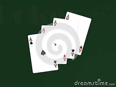 Pocker Cards with 4 aces Stock Photo