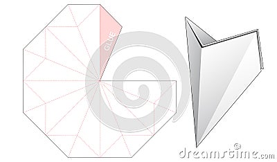 3 pocket cone shaped box die cut template design Vector Illustration
