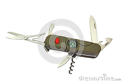 Pocket knife with compass Vector Illustration