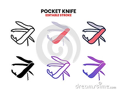 Pocket Knife icon set with different styles. Vector Illustration