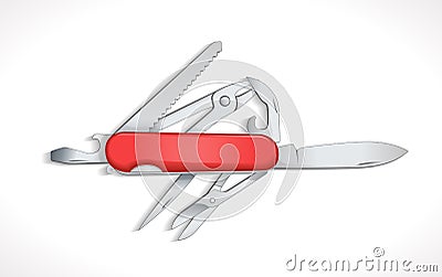 Pocket knife - multi tools Vector Illustration