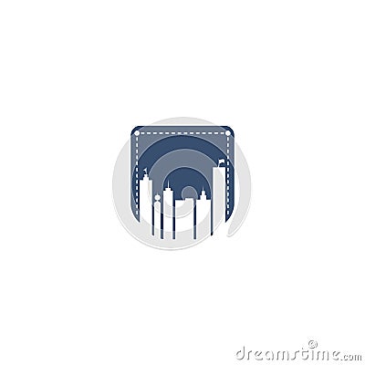Pocket logo design vector with buildings. Vector Illustration