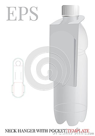 Bottle Neck Hanger Template, Vector with die cut / laser cut layers. Pocket Hanger, white, clear, blank isolated mock up Vector Illustration