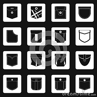 Pocket types icons set squares vector Vector Illustration