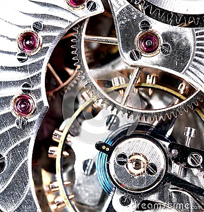 Pocket Watch Mechanism Stock Photo