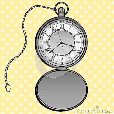 Pocket watches pop art design raster. Clock separate objects. Timer hand drawn doodle design elements. Cartoon Illustration