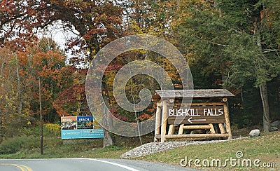 Pocono Mountains, Pennsylvania, U.S - October 21, 2023 - The view of the entrance into Bushkill Falls Editorial Stock Photo