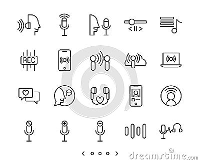 Podcast and Audio line icons set Vector Illustration