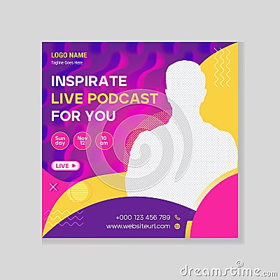 Podcast digital marketing social media template Premium EPS Vector Illustration