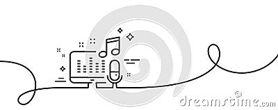 Podcast line icon. Studio mic sign. Continuous line with curl. Vector Vector Illustration