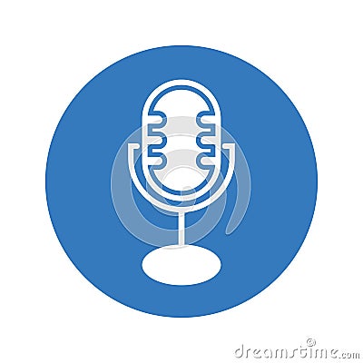 Podcast microphone icon / blue color Vector Illustration