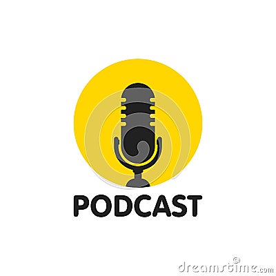 Podcast. Vector flat illustration, icon, logo design on white background Vector Illustration