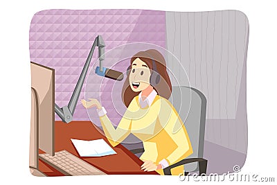 Podcasting, radio, blogging, media concept Vector Illustration