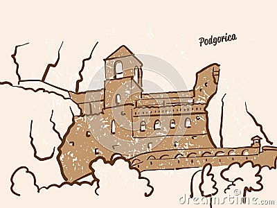 Podgorica, Montenegro, Greeting Card Vector Illustration