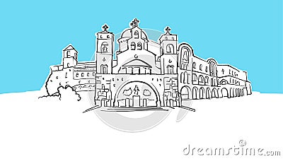 Podgorica Montenegro Lineart Vector Sketch Vector Illustration