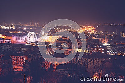 Podil or Podol is one of the oldest neighborhoods of Kiev, the capital of Ukraine. Birthplace of the city`s trade Stock Photo