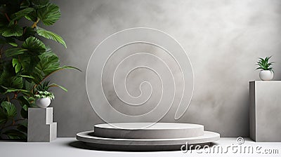 Podium abstract grey background for cosmetic product presentation. Stock Photo