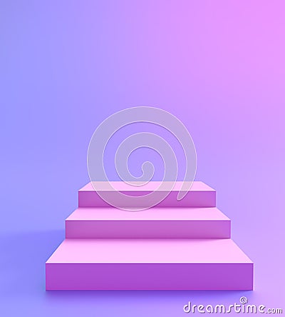 Podium background, platform pedestal with stairs, 3d stage. Product display stand render, empty scene or stage stairs to podium Stock Photo