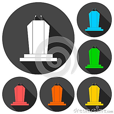 Podium Illustration icons set with long shadow Vector Illustration