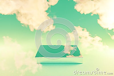 podium infinite background and smoke clouds. silver metall pedestal for beauty, cosmetic product presentation. copy space template Stock Photo