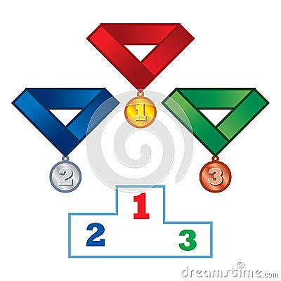 Podium and Medals Vector Illustration