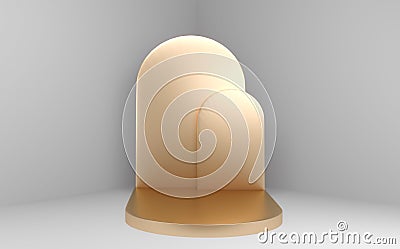 Podium minimal geometric white background and floor golden abstract.3D rendering Stock Photo