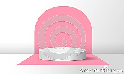 Podium with pink arch Vector Illustration