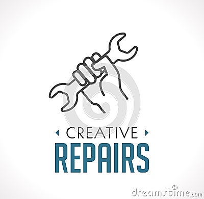 Repairs icon - hand with wrench concept Vector Illustration