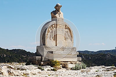 Poet's Statue in France near ChÃ¢teau des Baux Stock Photo