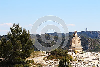 Poet's Statue near ChÃ¢teau des Baux, France Stock Photo