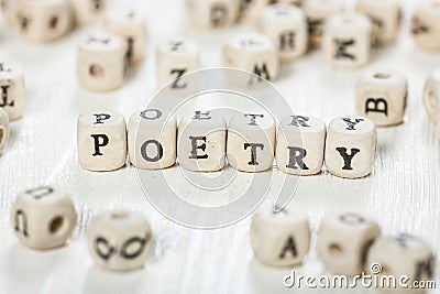 Poetry word written on wood block. Stock Photo