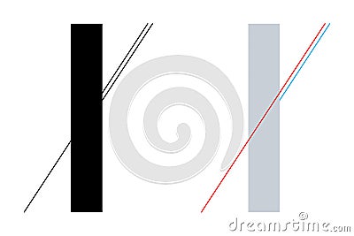 Poggendorff geometrical optical illusion, deception in extending a line Vector Illustration