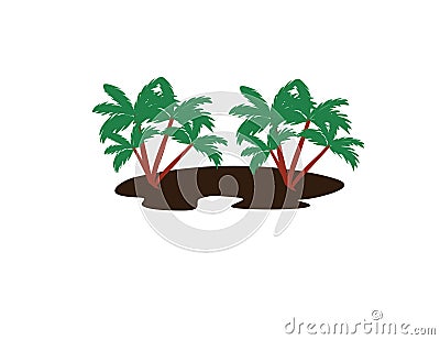 some green tree vector with brown soil Vector Illustration