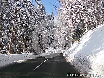 Pohorje Slovenia Areh abandoned winter road Stock Photo