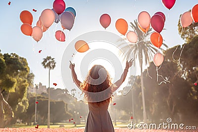 Ascend to Joy: Letting Go and Embracing Self-Love Stock Photo