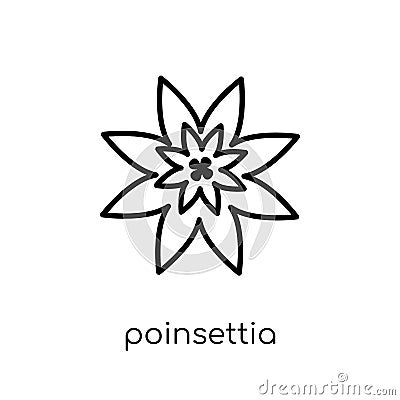 Poinsettia icon. Trendy modern flat linear vector Poinsettia icon on white background from thin line nature collection Vector Illustration