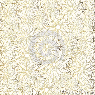 Poinsettia seamless vector pattern background design. White and gold festive holiday season pattern print Stock Photo