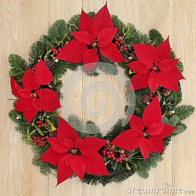 Poinsettia Wreath Stock Photo