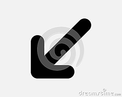 Point Arrow Bottom Left Icon Lower Conner Pointer Here Enter Exit Position Navigation Road Sign Traffic Symbol EPS Vector Vector Illustration