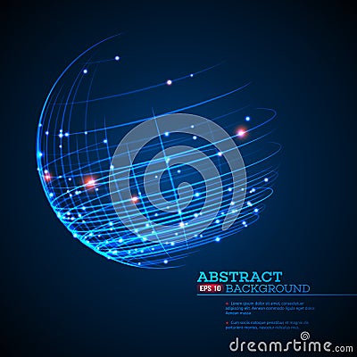 Point and curve constructed the sphere wireframe, technological sense abstract background. Vector illustration Vector Illustration