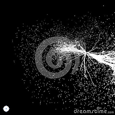 Point Explode. Array with Dynamic Emitted Particles. Abstract Dynamic Background. Vector Illustration