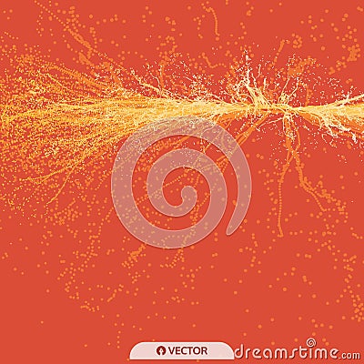 Point Explode. Array with Dynamic Emitted Particles. 3D Technology Style. Abstract Background. Vector Illustration Vector Illustration